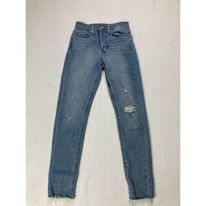 Levis Blue Light Wash Distressed Wedgie Skinny Fit Button Fly Jean Womens 24